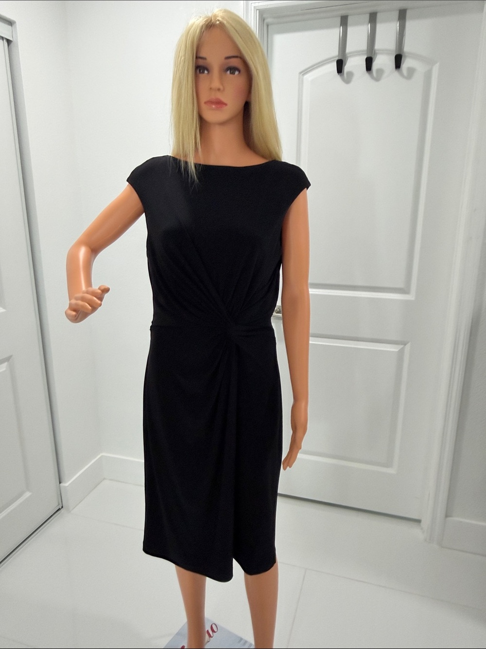 Ralph Lauren Black Twist-Front Midi Dress